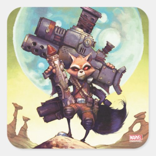 Guardians of the Galaxy  Rocket Armed  Ready Square Sticker