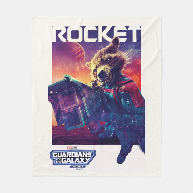 Guardians of the Galaxy Rocket Character Poster Fleece Blanket (Front)