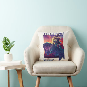 Guardians of the Galaxy Rocket Character Poster Throw Pillow