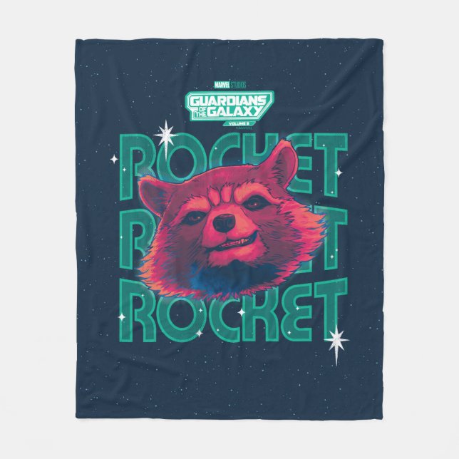 Guardians of the Galaxy Rocket Face Graphic Fleece Blanket (Front)