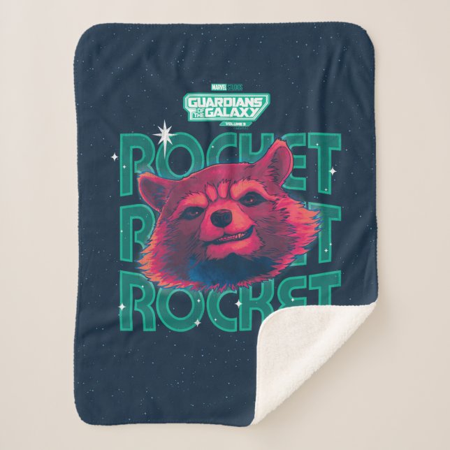 Guardians of the Galaxy Rocket Face Graphic Sherpa Blanket (Front)