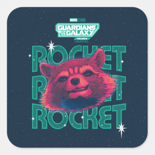 Guardians of the Galaxy Rocket Face Graphic Square Sticker