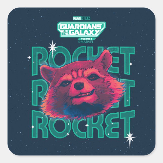 Guardians of the Galaxy Rocket Face Graphic Square Sticker (Front)