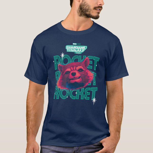 Guardians of the Galaxy Rocket Face Graphic T-Shirt (Front)
