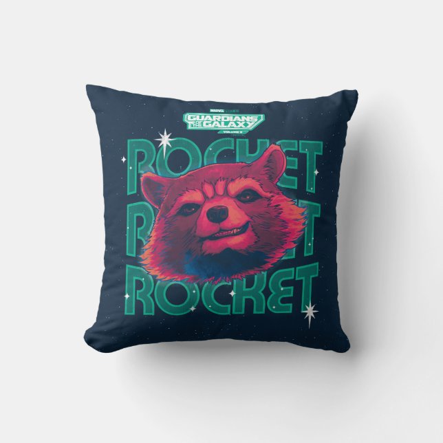 Guardians of the Galaxy Rocket Face Graphic Throw Pillow (Front)
