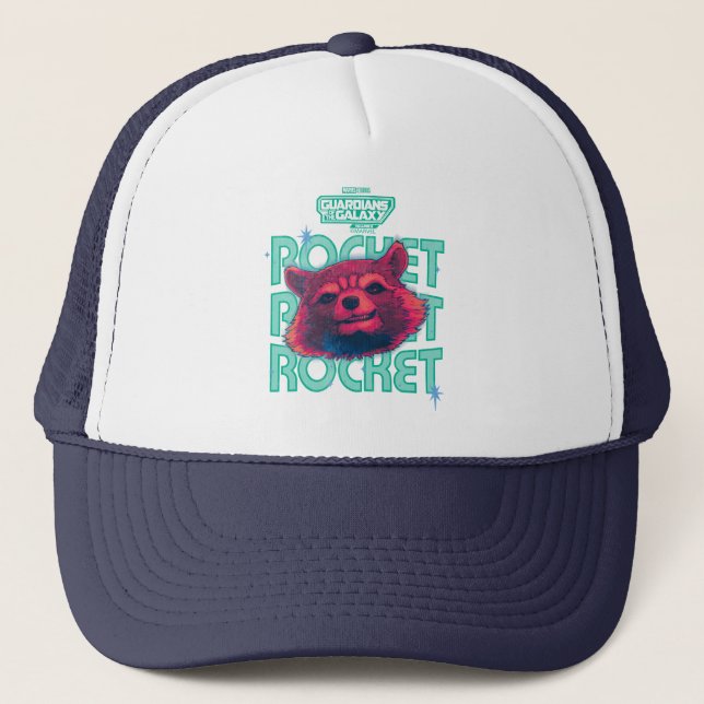 Guardians of the Galaxy Rocket Face Graphic Trucker Hat (Front)