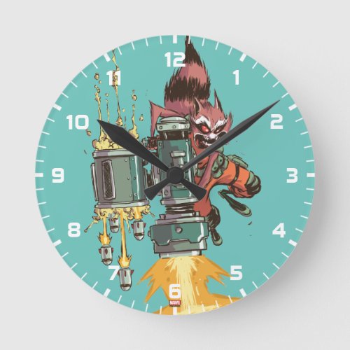 Guardians of the Galaxy  Rocket Full Blast Round Clock