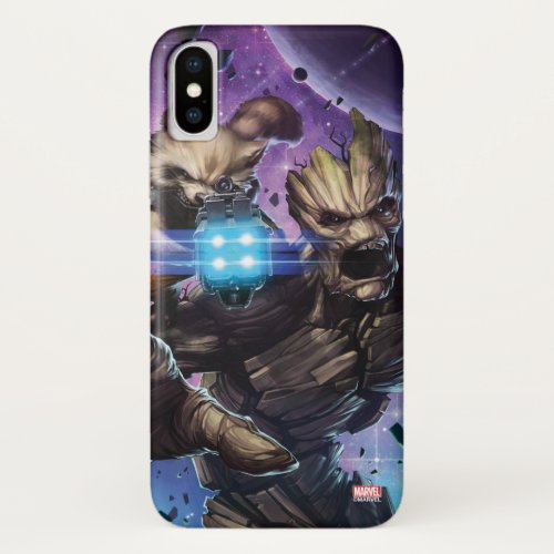 Guardians of the Galaxy  Rocket  Groot Attack iPhone X Case
