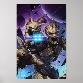 Guardians Of The Galaxy | Rocket & Groot Attack Poster by gotgclassics at Zazzle