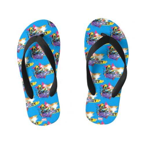 Guardians of the Galaxy  Rocket Neon Graphic Kids Flip Flops