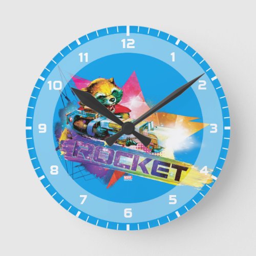 Guardians of the Galaxy  Rocket Neon Graphic Round Clock