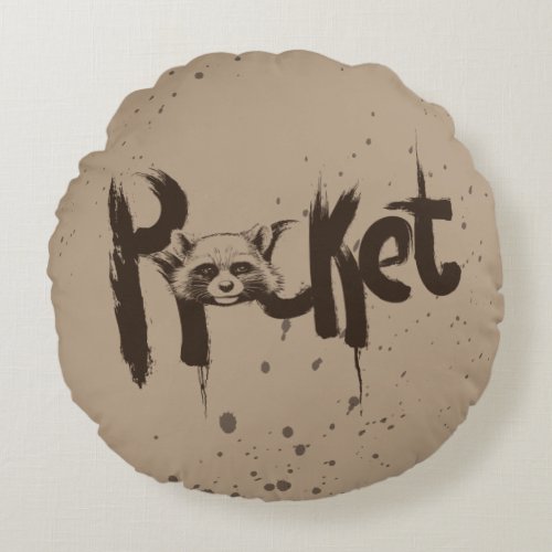 Guardians of the Galaxy  Rocket Painted Name Round Pillow