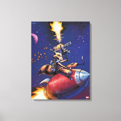 Guardians of the Galaxy  Rocket Riding Missile Canvas Print