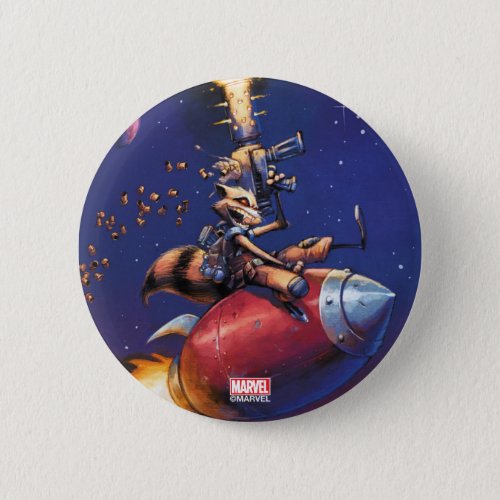 Guardians of the Galaxy  Rocket Riding Missile Pinback Button