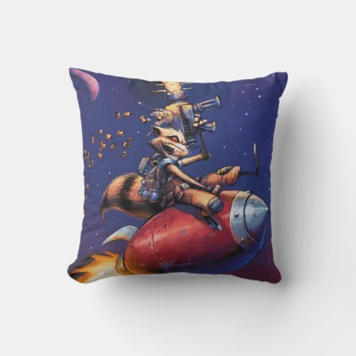 Guardians of the Galaxy  Rocket Riding Missile Throw Pillow