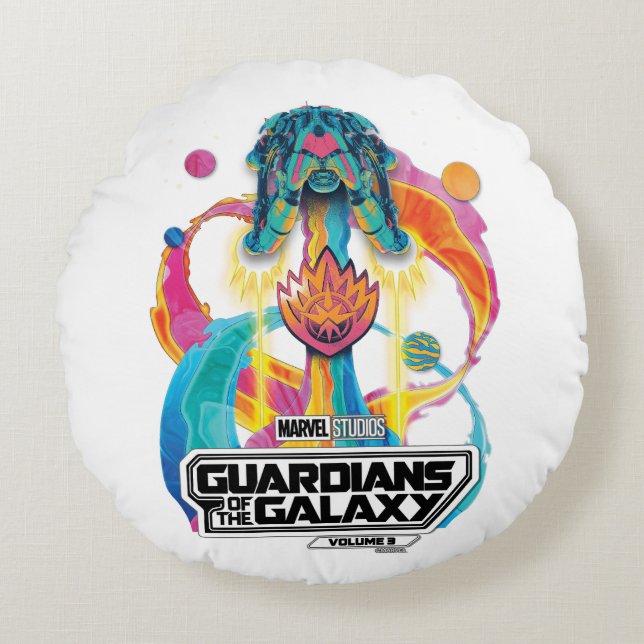 Guardians of the Galaxy Ship Blastoff Graphic Round Pillow (Front)