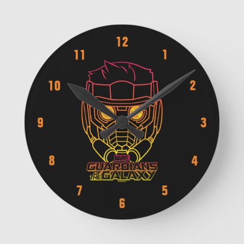 Guardians of the Galaxy  Star_Lord Neon Outline Round Clock