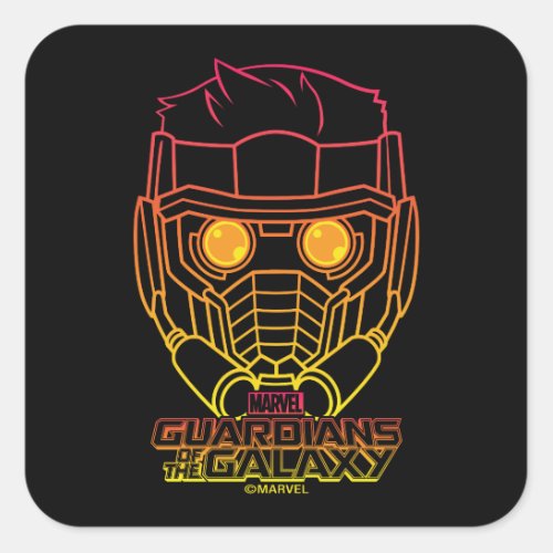 Guardians of the Galaxy  Star_Lord Neon Outline Square Sticker