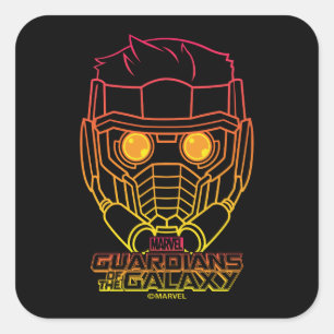 Guardians of the Galaxy Star-Lord Neon Outline Square Sticker