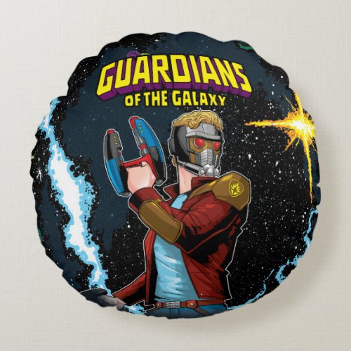 Guardians of the Galaxy  Star_Lord Retro Comic Round Pillow