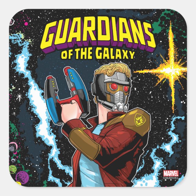 Guardians of the Galaxy | Star-Lord Retro Comic Square Sticker (Front)