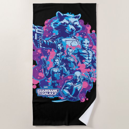 Guardians of the Galaxy Stylized Team Graphic Beach Towel