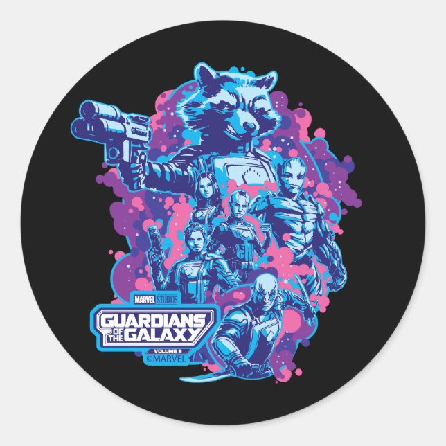 Guardians of the Galaxy Stylized Team Graphic Classic Round Sticker (Front)