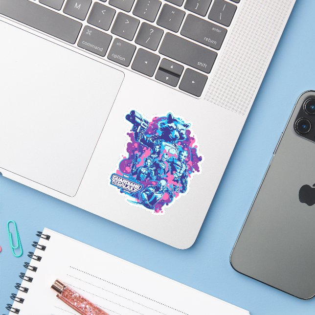 Guardians of the Galaxy Stylized Team Graphic Sticker (Laptop w/ iPhone)