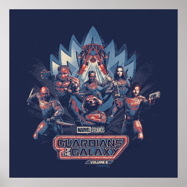 Guardians of the Galaxy Team Charge With Logo Poster (Front)