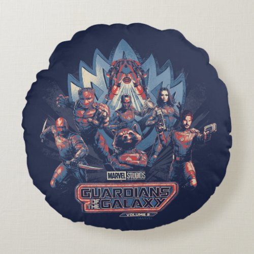 Guardians of the Galaxy Team Charge With Logo Round Pillow
