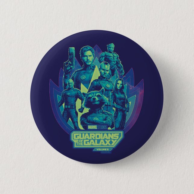 Guardians of the Galaxy Team In Emblem Graphic Button (Front)