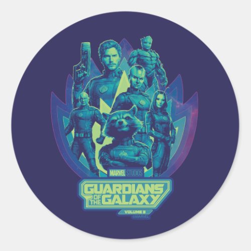 Guardians of the Galaxy Team In Emblem Graphic Classic Round Sticker
