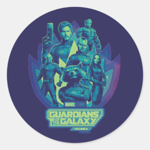 Guardians of the Galaxy Team In Emblem Graphic Classic Round Sticker