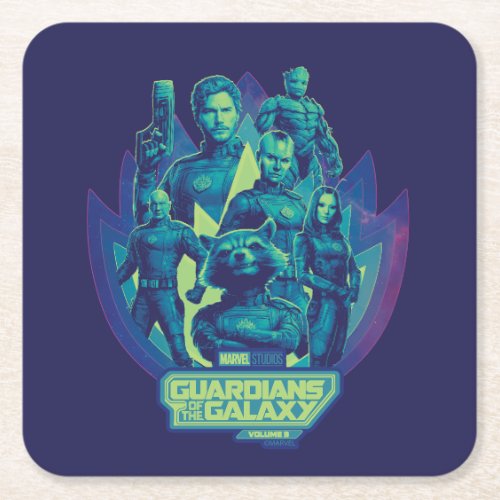 Guardians of the Galaxy Team In Emblem Graphic Square Paper Coaster