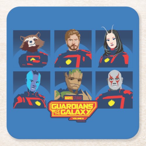 Guardians of the Galaxy Team Profile Lineup Square Paper Coaster