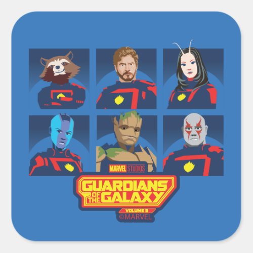 Guardians of the Galaxy Team Profile Lineup Square Sticker