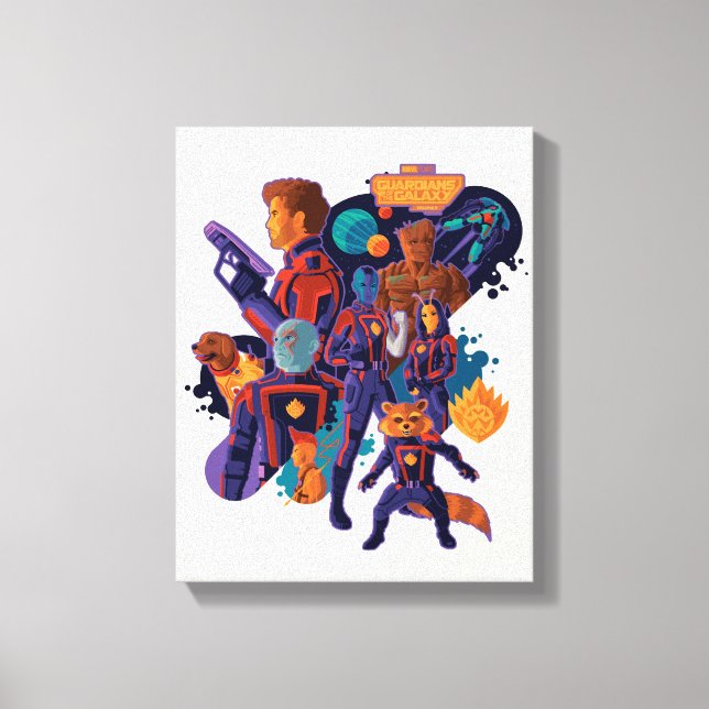 Guardians of the Galaxy Team Space Illustration Canvas Print (Front)