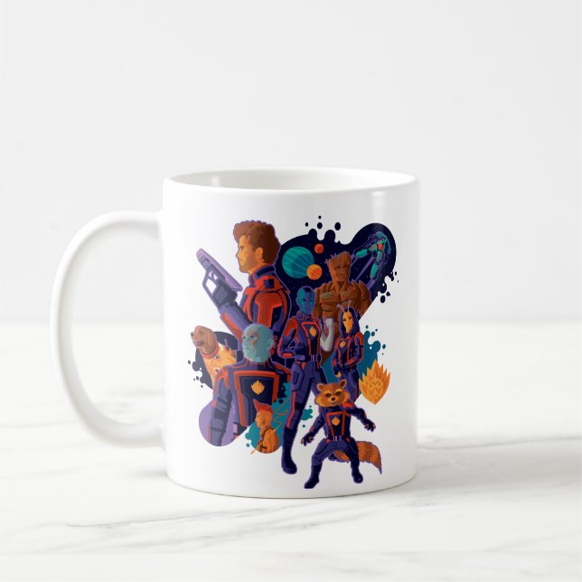 Guardians of the Galaxy Team Space Illustration Coffee Mug (Left)