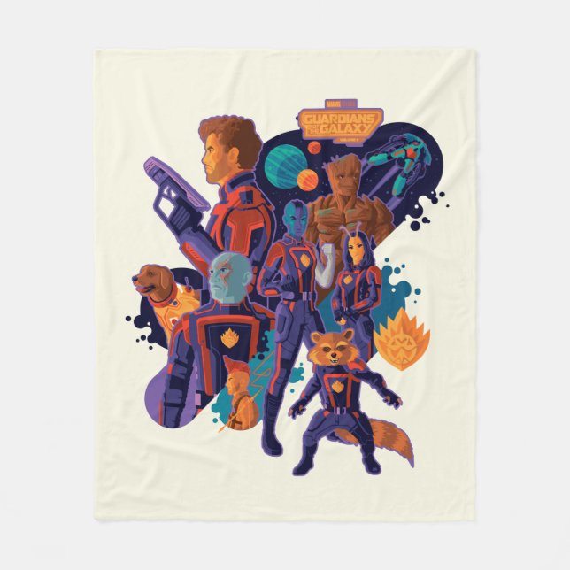 Guardians of the Galaxy Team Space Illustration Fleece Blanket (Front)