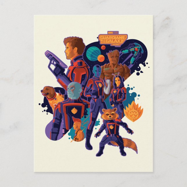Guardians of the Galaxy Team Space Illustration Postcard (Front)