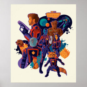 Guardians of the Galaxy Team Space Illustration Poster