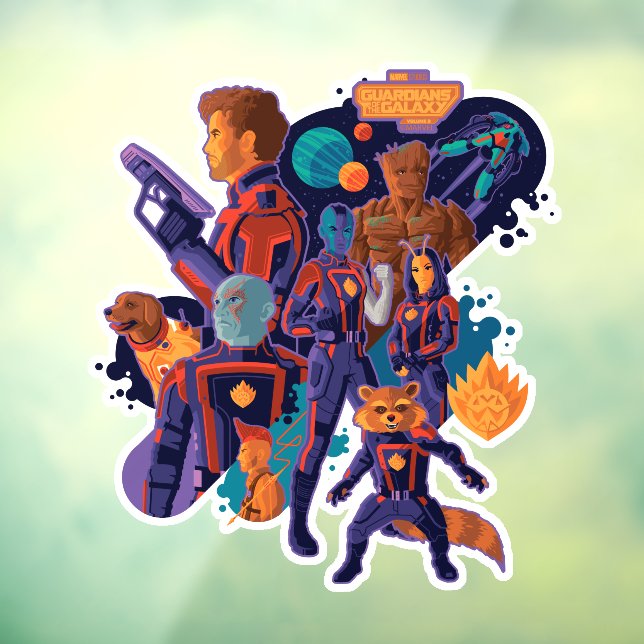 Guardians of the Galaxy Team Space Illustration Window Cling (Sheet 3)