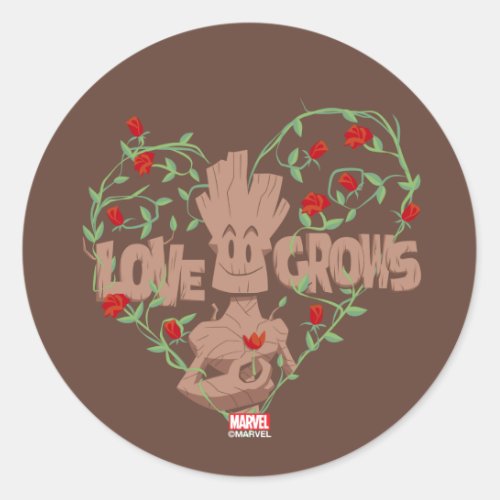 Guardians of the Galaxy Valentine  Love Grows Classic Round Sticker