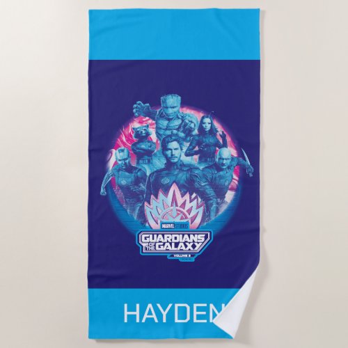 Guardians of the Galaxy Vaporwave Team Graphic Beach Towel