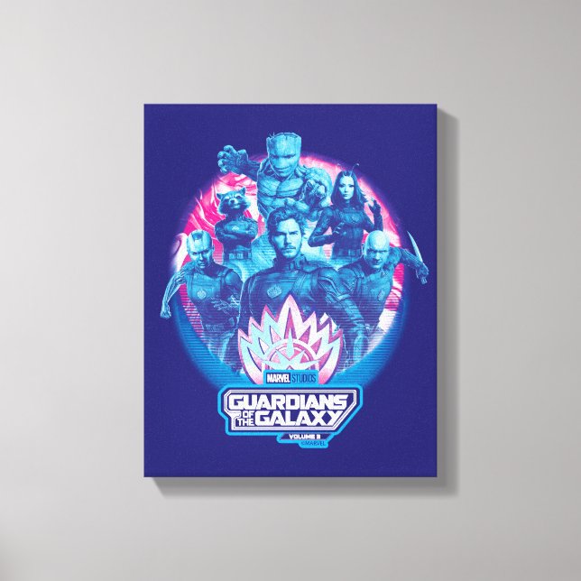 Guardians of the Galaxy Vaporwave Team Graphic Canvas Print (Front)
