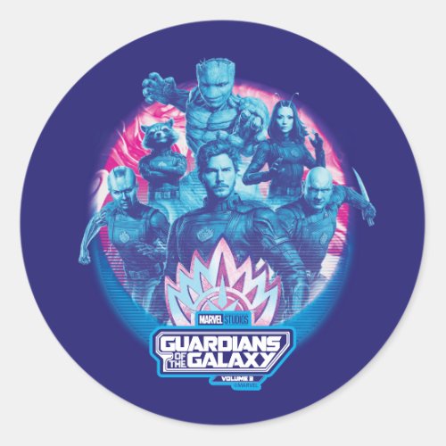 Guardians of the Galaxy Vaporwave Team Graphic Classic Round Sticker