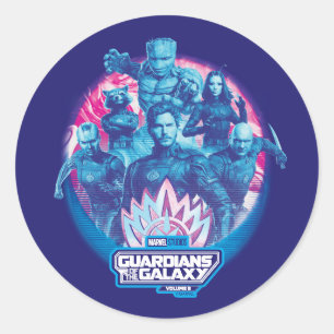 Guardians of the Galaxy Vaporwave Team Graphic Classic Round Sticker