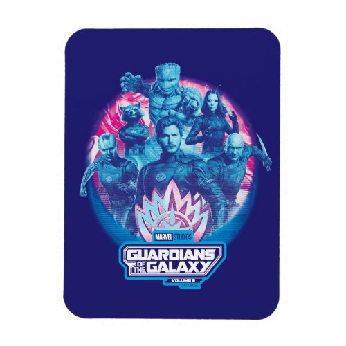 Guardians of the Galaxy Vaporwave Team Graphic Magnet