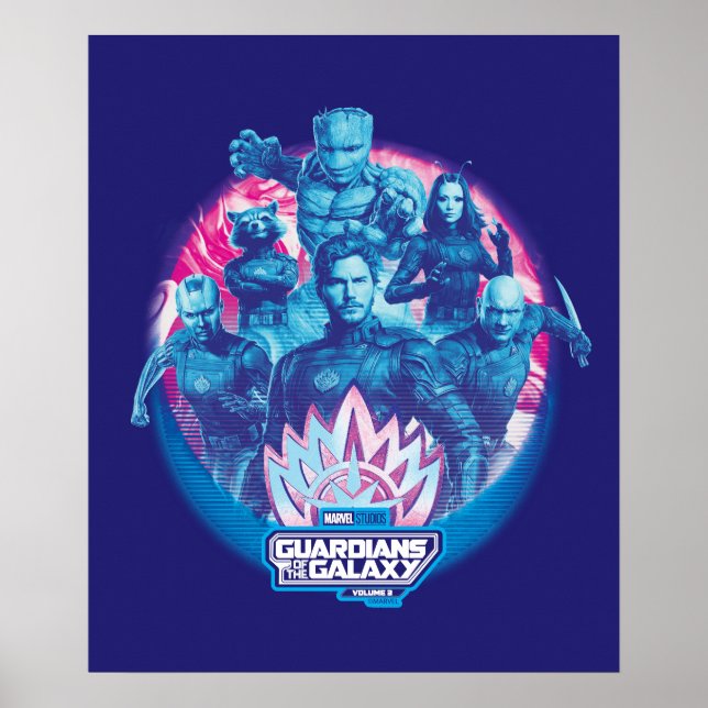 Guardians of the Galaxy Vaporwave Team Graphic Poster (Front)
