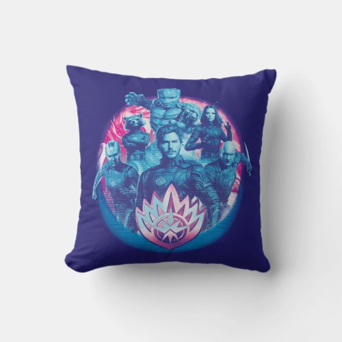 Guardians of the Galaxy Vaporwave Team Graphic Throw Pillow